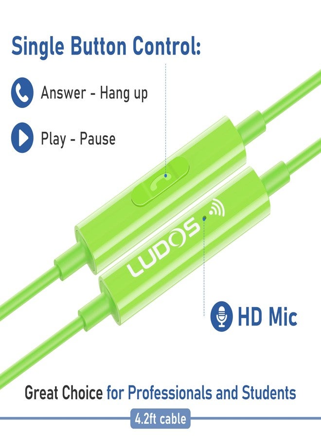 LUDOS Zenith Headphones, 2-Year Warranty, Wired In-Ear Earphones, Headphones with Microphone, Compatible with Samsung, Huawei, iPhone, MP3 Players and Tablets - Green - Image 4