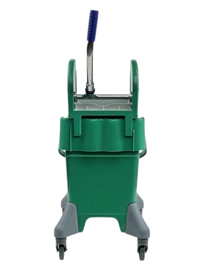 AKC دلو ممسحة ثقيل 25 لتر مع عصارة ضغط للأسفل وعجلات دوارة 360° – عربة تنظيف تجارية للمطاعم والمكاتب والفنادق والمنازل – أخضر - Image 2