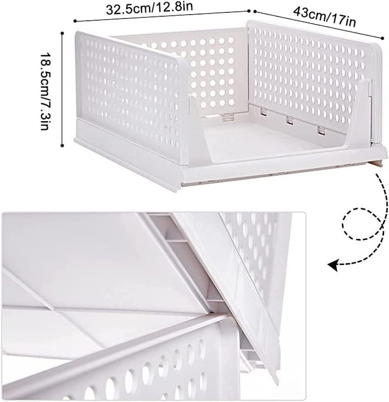 HOLLIO Large Clothes Organizer For Wardrobe Cupboard Organizer For Clothes Foldable And Stackable Closet Organizer Storage Box For Clothes storage drawer Space Organizer For Cupboard 1 TIER White - Image 2