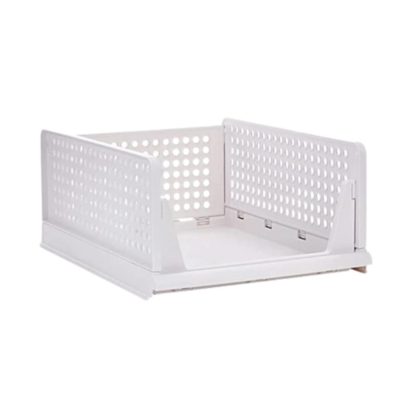 HOLLIO Large Clothes Organizer For Wardrobe Cupboard Organizer For Clothes Foldable And Stackable Closet Organizer Storage Box For Clothes storage drawer Space Organizer For Cupboard 1 TIER White - Image 1
