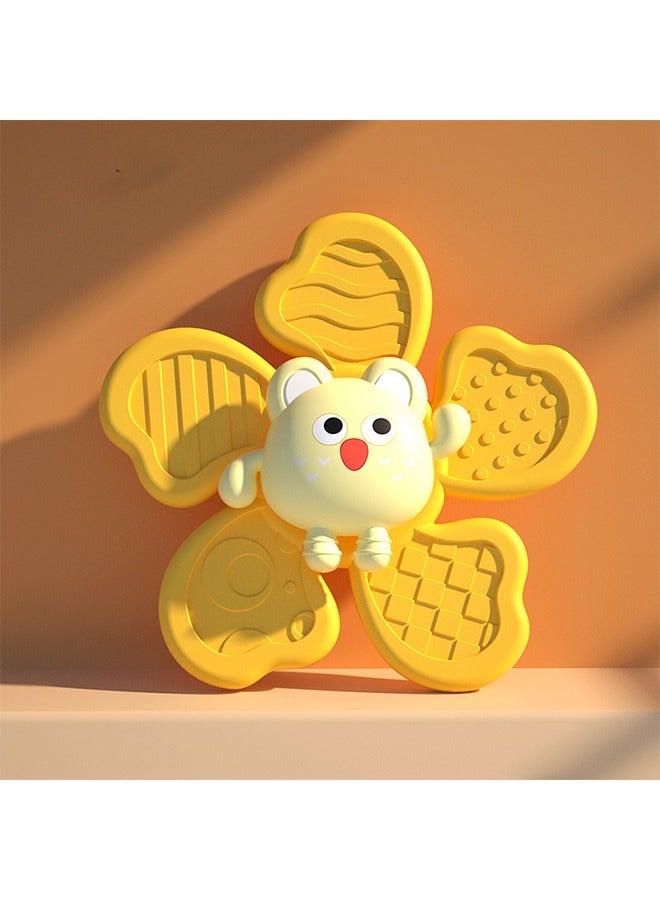 Travel Toys for Toddlers  Suction Cup Spinner Toys for Boy Girl Birthday Gift - Sensory Spinning Baby Bath Toys（Yellow）  - Image 1