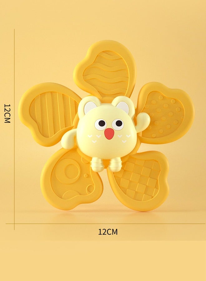 Travel Toys for Toddlers  Suction Cup Spinner Toys for Boy Girl Birthday Gift - Sensory Spinning Baby Bath Toys（Yellow）  - Image 5