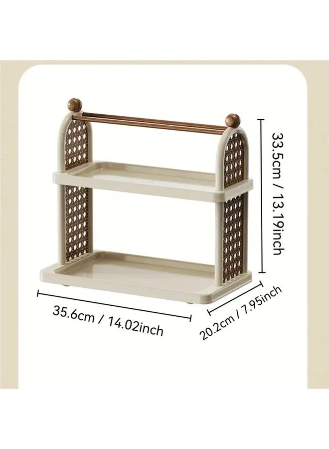 White Double Tier Cup Storage Shelf for Kitchen Cabinet Space Saving - Image 3