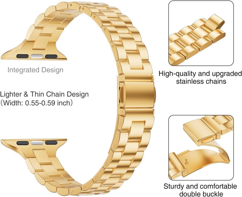 Ofrdncy Slim Metal Band Compatible For Apple Watch Band 49mm 46mm 45mm 44mm 42mm 41mm 40mm 38mm, Premium Stainless Steel Apple Watch Strap for iWatch Ultra 2/1 Series 1-11 SE - Image 2