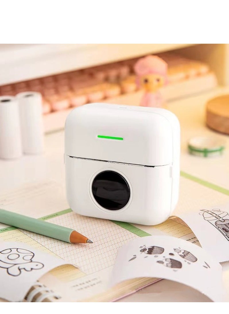 EHOME - طابعة ملصقات، طابعة حرارية محمولة، طابعة صور صغيرة، ملصق قابل لإعادة الشحن، طابعة بلوتوث صغيرة بدون حبر مع 5 لفات من الورق الحراري، 5 لفات من الورق ذاتي اللصق لأجهزة Android وiOS Sma - Image 1