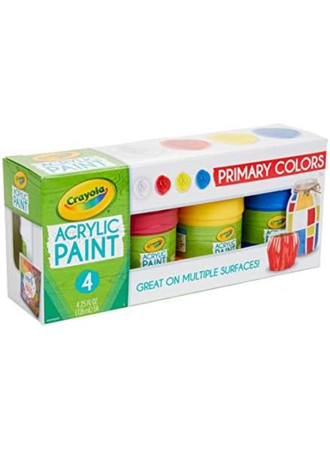 Crayola Acrylic Paint Set Primary Colors Painting Supplies 4Ct - Image 4