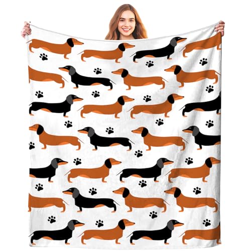 DUMTUTY Dachshund Throw Blanket Bedding Super Soft Warm Flannel Blankets for Kids Adults Bedroom Living Room Sofa 50"x40" - Image 1