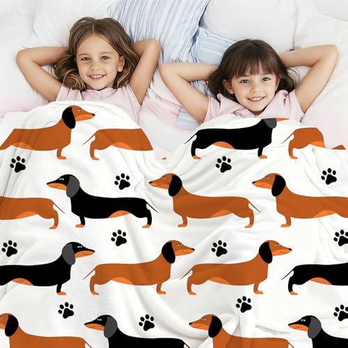 DUMTUTY Dachshund Throw Blanket Bedding Super Soft Warm Flannel Blankets for Kids Adults Bedroom Living Room Sofa 50"x40" - Image 3