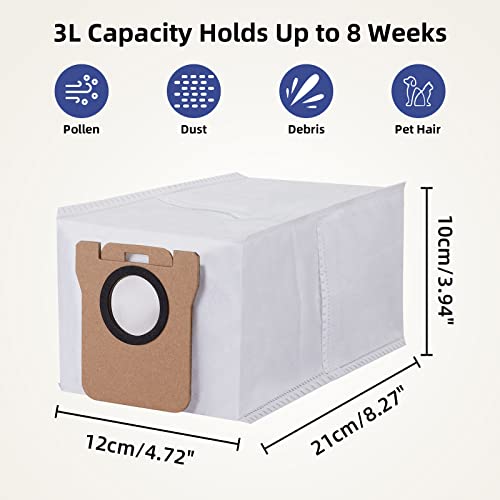 AnDongo 8 Pack Dust Bag for Dreametech L10s Ultra / L10s Plus / L10 Ultra / L20 Ultra Robot Vacuum Self-Emptying Base, 3L Large Capacity Auto-Seal Replacement Bag Accessories Set - Image 4