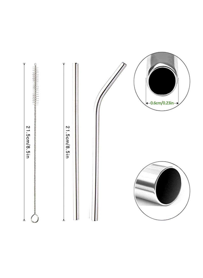 Najwa Set of 10 Stainless Steel Straws, HuaQi Bent Reusable Drinking Straws 10.5'' Long 0.24‘’ Dia for 30 oz Tumbler and 20 oz Tumbler, 2 Cleaning Brush Included (10 Bent Straws + 2 Brushes）  - Image 2