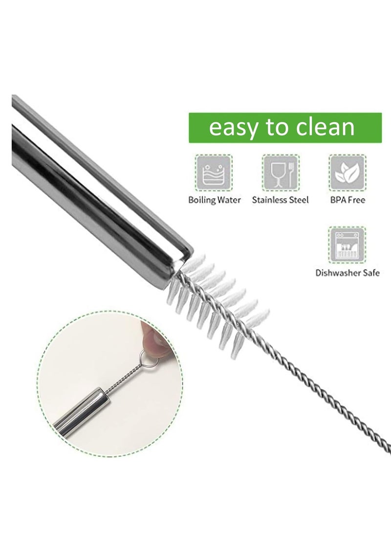 Najwa Set of 10 Stainless Steel Straws, HuaQi Bent Reusable Drinking Straws 10.5'' Long 0.24‘’ Dia for 30 oz Tumbler and 20 oz Tumbler, 2 Cleaning Brush Included (10 Bent Straws + 2 Brushes）  - Image 3