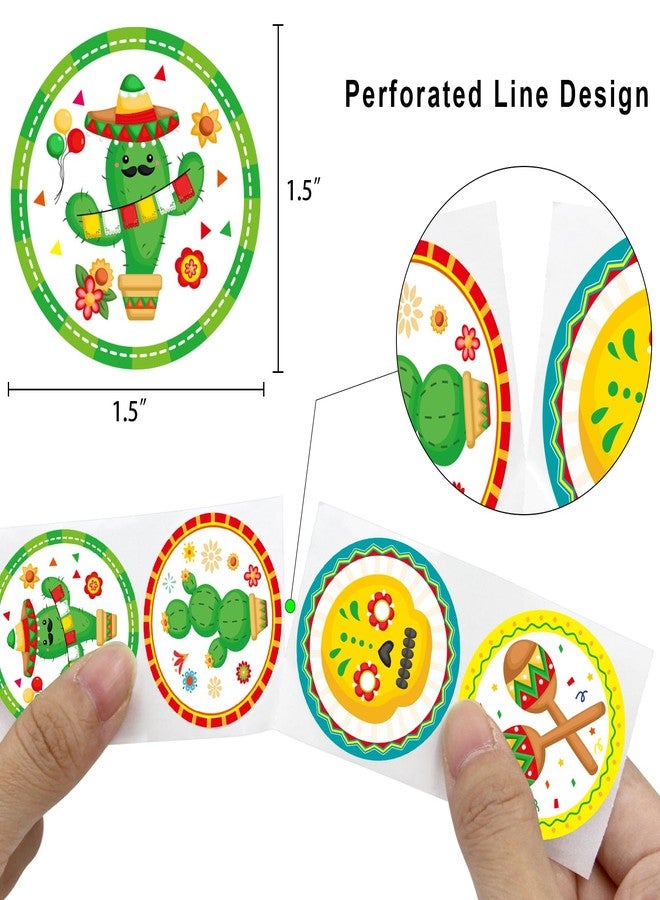 WorldBazaar 500Pcs Mexican Fiesta Stickers for Kids Cinco De Mayo Decorations Mexican Sticker Roll 5 De Mayo Party Favors - Image 3