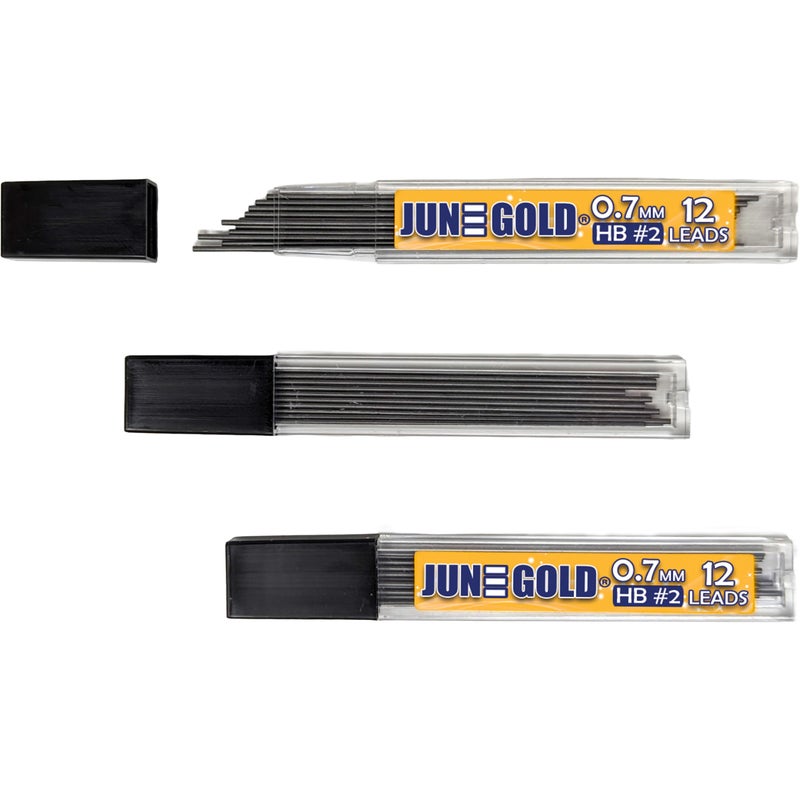 June Gold 864 Pieces, 0.7 mm HB #2 Lead Refills, 72 Dispensers, 12 Pieces Per Dispenser, Medium Thickness, Break Resistant Lead/Graphite - Image 2