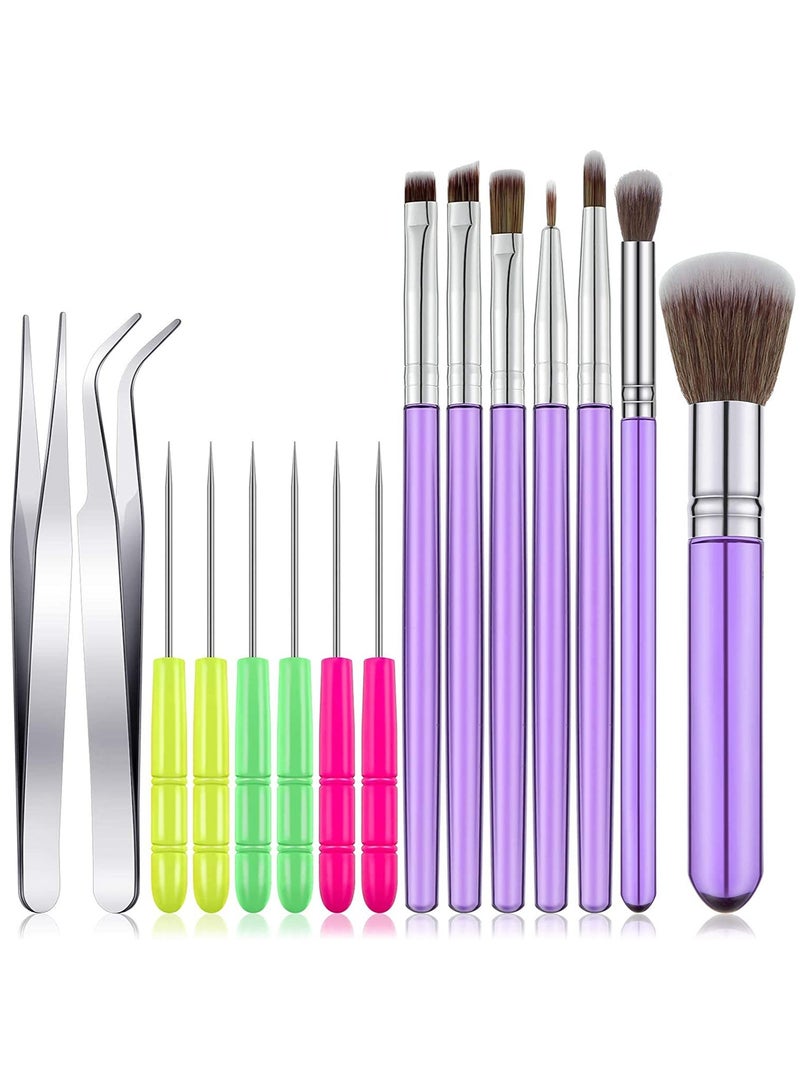 Zikra Cake Decorating Tool Set, 15 Pieces Cookie Decoration Brushes Scriber Needles Sugar Stir Needles Elbow and Straight Tweezers for Cookie Cake Fondant Decoration Supplies - Image 1