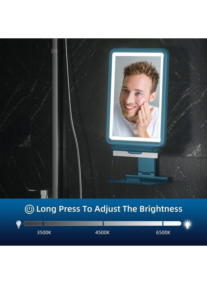COSMIRROR - Premium Fogless Shower Mirror with Light, 3 Colors Dimmer, Razor Holder & Swivel, Larger Fogless Shower Shaving Mirror and Includes Squeegee - Image 1