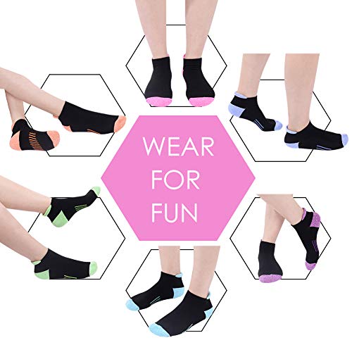JOYNÉE Womens Ankle Athletic Low Cut Tab Socks Cushioned Running Sports 6 Pack,Black,Sock Size 9-11 - Image 5
