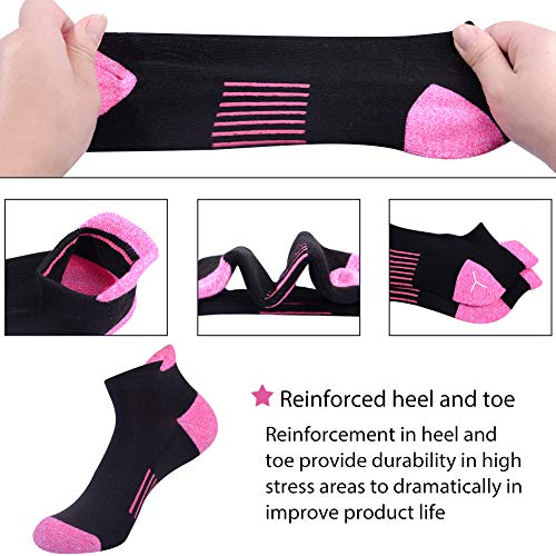 JOYNÉE Womens Ankle Athletic Low Cut Tab Socks Cushioned Running Sports 6 Pack,Black,Sock Size 9-11 - Image 3