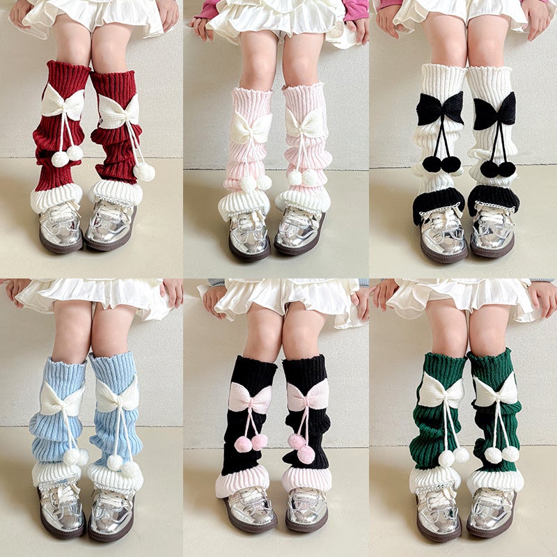 Girls' Socks Bow Pile Stocking Lolita Cute Knitted Wool Warm Girl Baby'S Leg Socks - Image 4