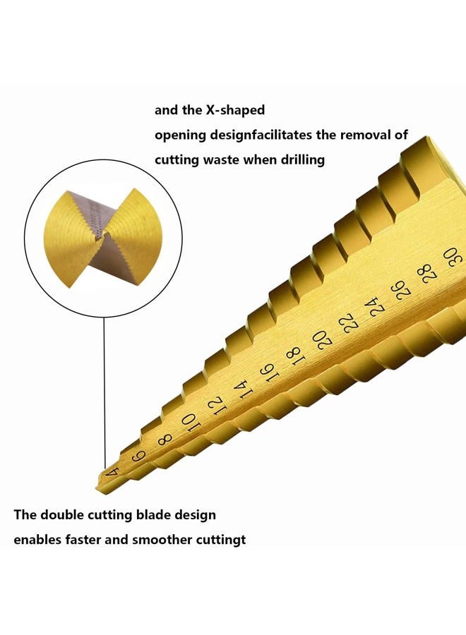 Tworider 3pcs Metric Step Drill Bit, Hss Step Drill Bit Set High Speed Steel Step Bits Set (Metric 4-12mm, 4-20mm and 4-32 Mm) Cone Metal Drill Bits for Plastic, Wood, Stainless Steel Sheet Metal - Image 3