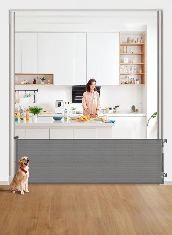 DEAR LOV Retractable Baby Gate, Mesh Baby Gate or Mesh Dog Gate, 33" Tall, Extends up to 118" Wide, Child Safety Gate for Doorways, Stairs, Hallways, Indoor/Outdoor (33"x118",Gray) - Image 1