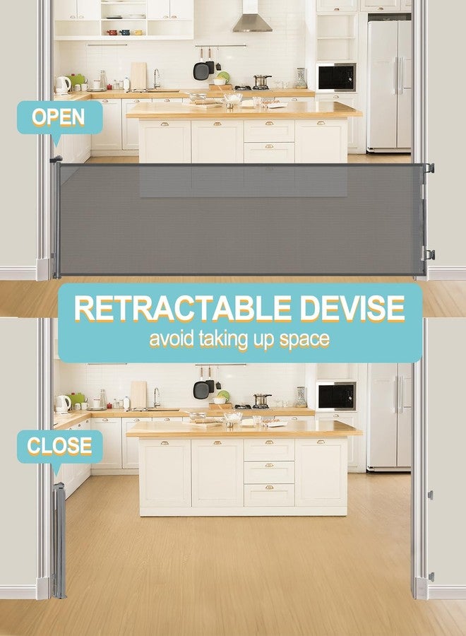 DEAR LOV Retractable Baby Gate, Mesh Baby Gate or Mesh Dog Gate, 33" Tall, Extends up to 118" Wide, Child Safety Gate for Doorways, Stairs, Hallways, Indoor/Outdoor (33"x118",Gray) - Image 4