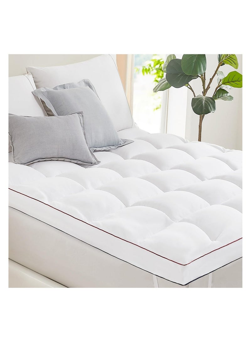 COMFY SOFT 180 X 200 CM HOTEL QUALITY MATTRESS TOPPER WITH BLACK PIPING & FIBER FILLING - Image 4