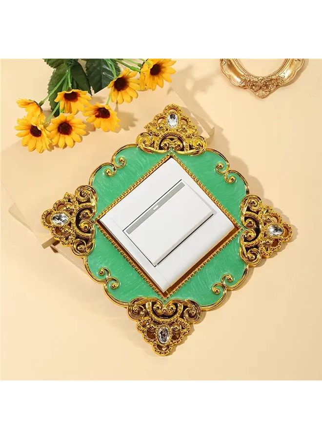 Vintage Golden Green Acrylic Crystal Switch Protector Self Adhesive Square Wall Sticker - Image 5