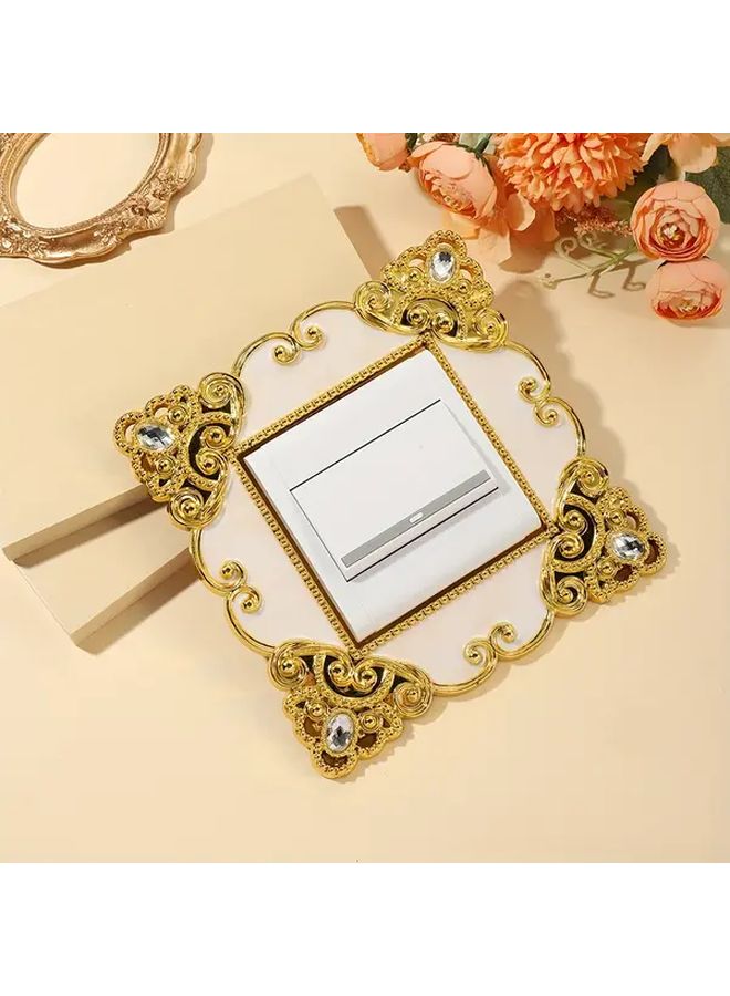 Vintage Golden Green Acrylic Crystal Switch Protector Self Adhesive Square Wall Sticker - Image 1