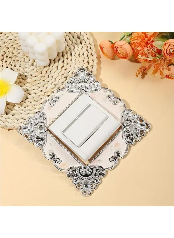 Vintage Golden Green Acrylic Crystal Switch Protector Self Adhesive Square Wall Sticker - Image 2