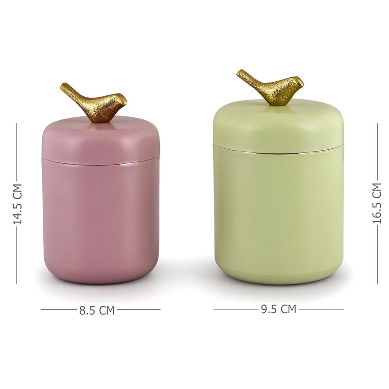 Elan Stainless Steel Canister Jar Container set for Tea Coffee and Sugar Storage Box Dabba Container 400 ML For Home and Kitchen Tight Lid Pantry Organizers Containers Set of 2 Fern green Mauve - Image 5