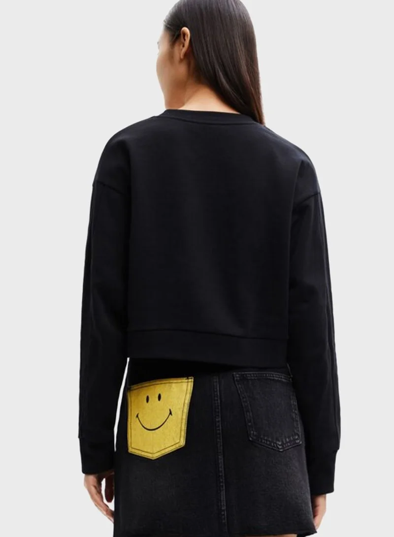 DESIGUAL Graphic Knitted Sweatshirt