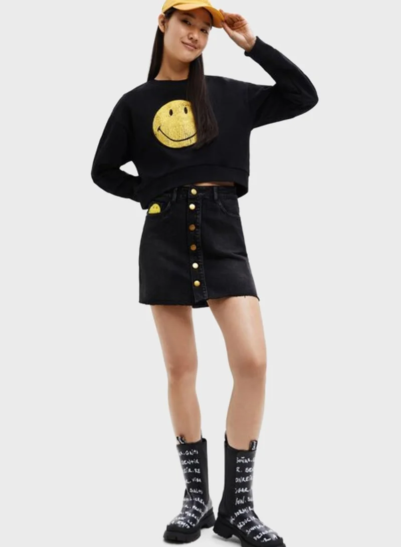 DESIGUAL Graphic Knitted Sweatshirt