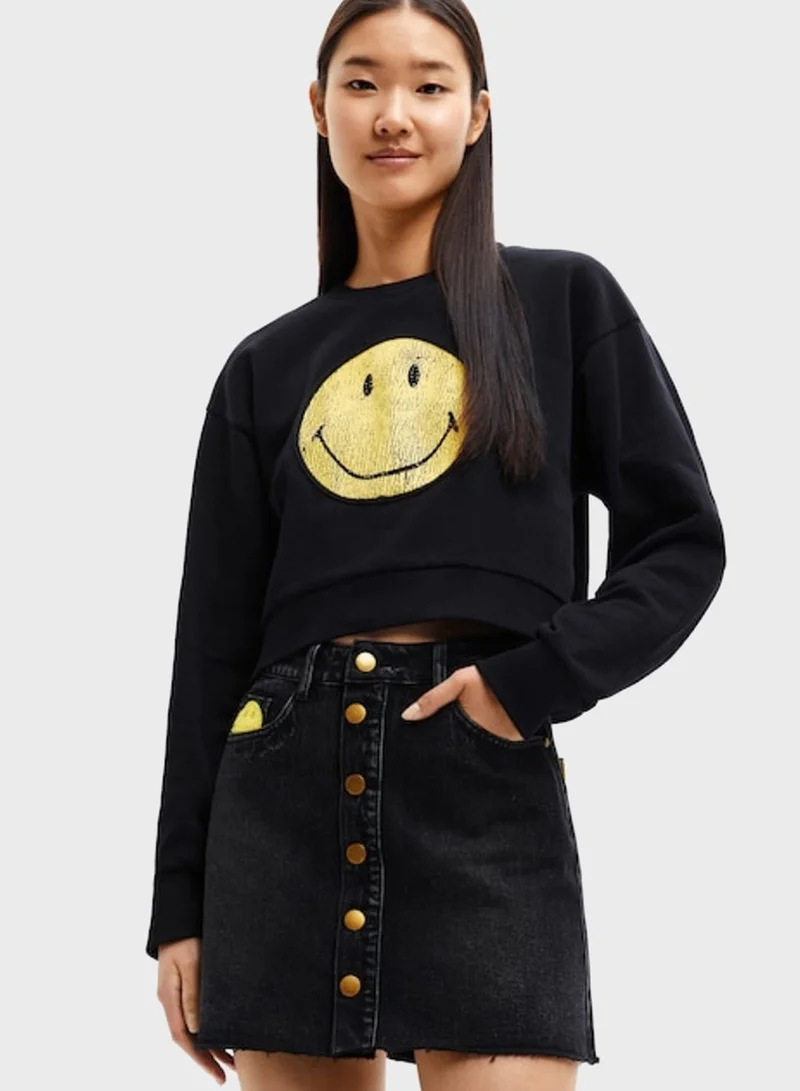 DESIGUAL Graphic Knitted Sweatshirt