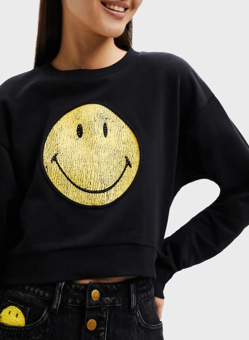DESIGUAL Graphic Knitted Sweatshirt
