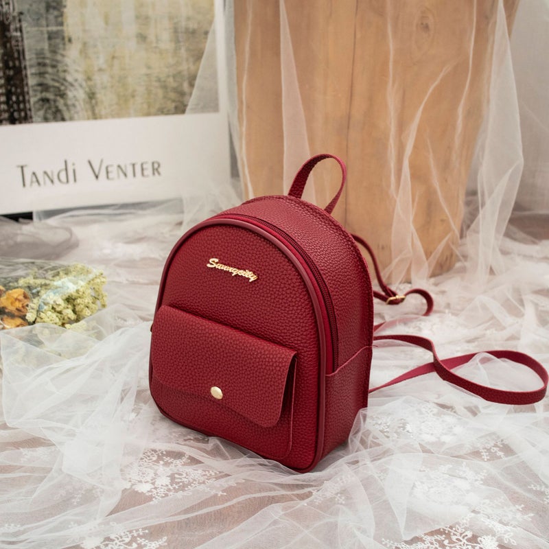 2022 Summer New Korean Style Womens Backpack Fresh Letter Printed Multi-functional Single Shoulder Crossbody Bag Burgundy 