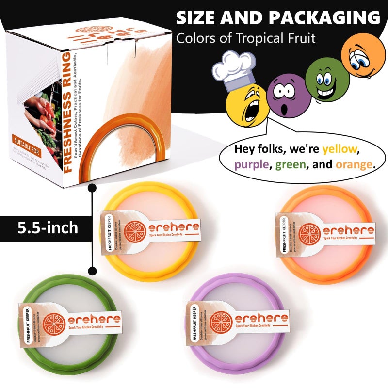 Erehere 4-Piece Airtight Food Storage Containers Set â€“ Avocado Saver, Onion Keeper, Silicone Kitchen Organizers for Fridge, Reusable & Leak-Proof to Lock in Freshness - Image 5