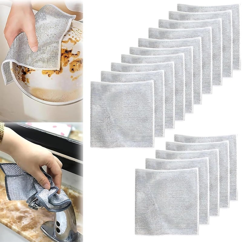 Vivatra 15 Pack NonScratch Wire Dishcloth Multipurpose Wire Dishwashing Rags for Wet and Dry Easy Rinsing Reusable Wire Cleaning Cloth Kitchen Sinks Pan Dish Pan Counter Easy Rinsing Washable