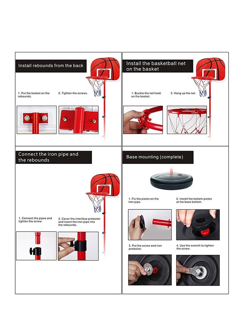 0TO1 TECH Portable Adjustable Height Children Basketball Hoop with Ball & Pump, Indoor Outdoor Sport Activity Game Gift Toddler, 63-150cm  - Image 3