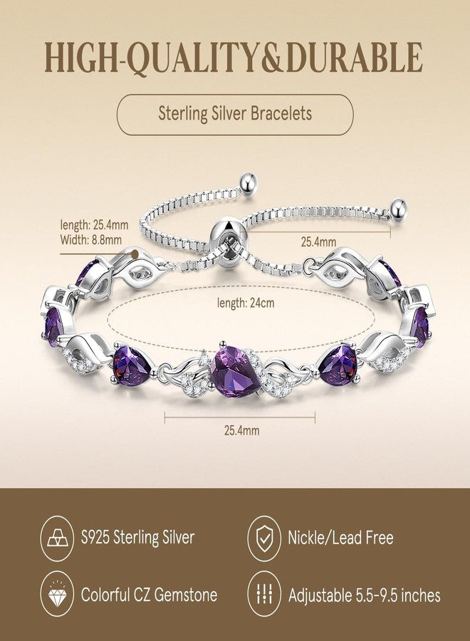 FANCIME Birthstone Teardrop Tennis Bracelet for Women, Sterling Silver 9x7mm main Gemstone Bolo Adjustable Chain Bracelet Fine Jewelry Birthday Gifts for Women Mom Wife Her, Medium, Sterling Silver - Image 5