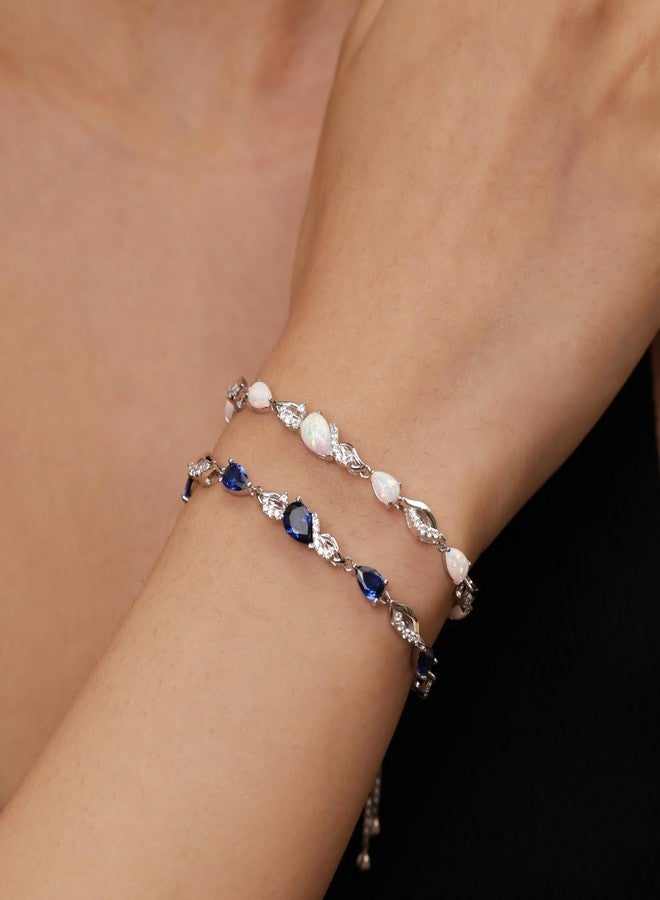 FANCIME Birthstone Teardrop Tennis Bracelet for Women, Sterling Silver 9x7mm main Gemstone Bolo Adjustable Chain Bracelet Fine Jewelry Birthday Gifts for Women Mom Wife Her, Medium, Sterling Silver - Image 3
