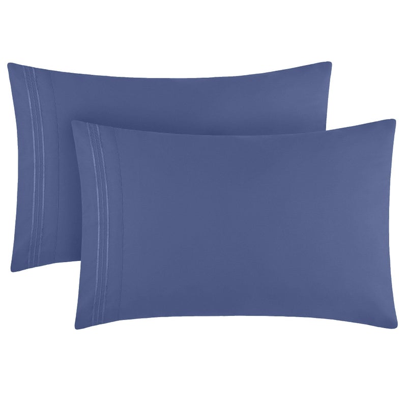 Mellanni Pillow Cases - 2 PC Iconic Collection Pillowcases - Luxury  Extra Soft  Cooling Pillow Covers - Envelope Closure (Standard/Queen 20"" x 30""  Blue Nova) - Image 1