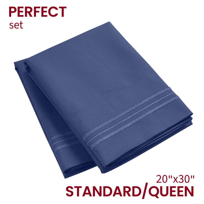 Mellanni Pillow Cases - 2 PC Iconic Collection Pillowcases - Luxury  Extra Soft  Cooling Pillow Covers - Envelope Closure (Standard/Queen 20"" x 30""  Blue Nova) - Image 2