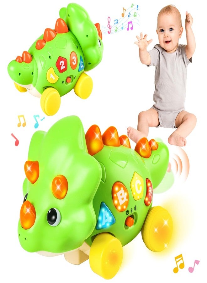 UMIKOOL DIRECT Musical Dinosaur Toy for Baby, Dinosaur Crawling Toys for 3-9 Months, Babies 6-12 Months for Early Development Learning Toys with Light & Sound, Birthday Gift for 1 2 Year Old Toddlers - Image 1