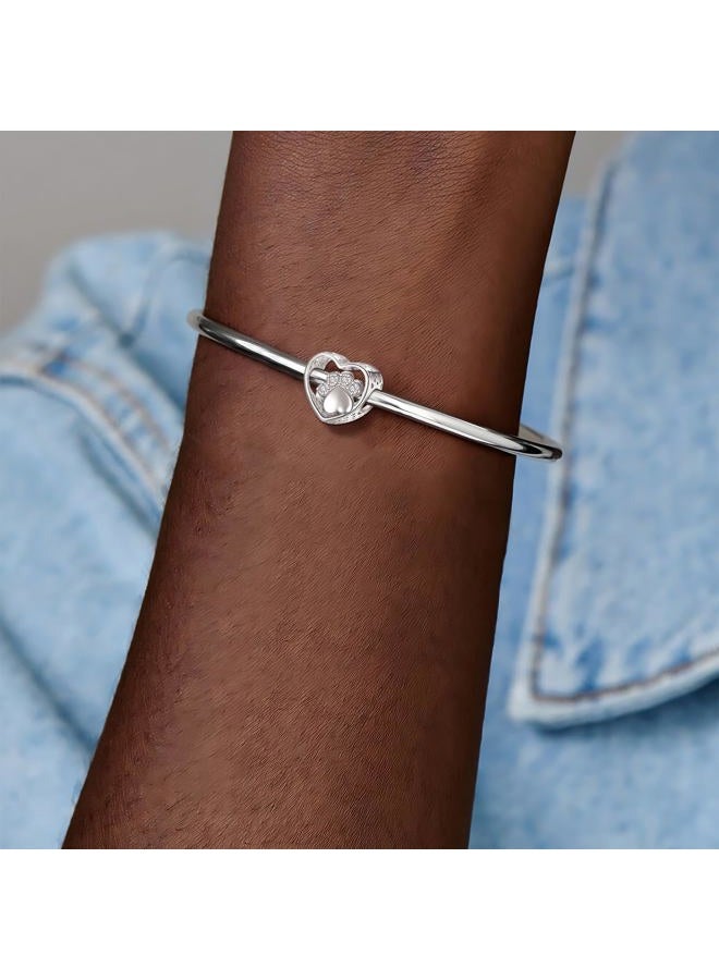 PRAYMOS Pandora Charms Friendship Bracelets 925 Sterling Silver Best Friend Unbiological Sisters Bracelets for 2 Heart Pandora Charms Friendship Gift, 4.5mm Hole, Paper, Cubic Zirconia - Image 3