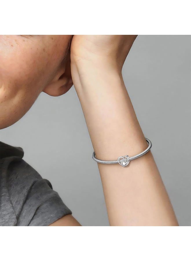 PRAYMOS Pandora Charms Friendship Bracelets 925 Sterling Silver Best Friend Unbiological Sisters Bracelets for 2 Heart Pandora Charms Friendship Gift, 4.5mm Hole, Paper, Cubic Zirconia - Image 4