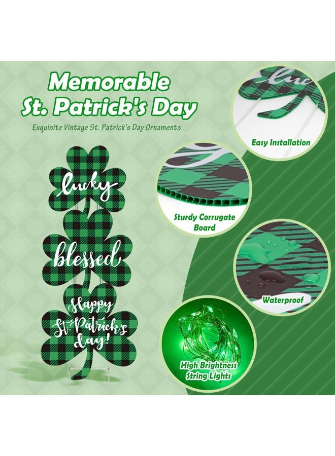 sewrung 9 PCS St Patricks Day Decorations Outdoor Yard Signs with Matel Stakes - St Patricks Day Yard Decorations Outdoor - Shamrock Decorations for Saint Patricks Day - Image 5