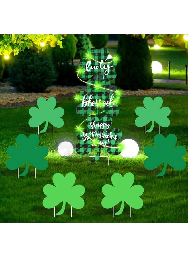 sewrung 9 PCS St Patricks Day Decorations Outdoor Yard Signs with Matel Stakes - St Patricks Day Yard Decorations Outdoor - Shamrock Decorations for Saint Patricks Day - Image 2