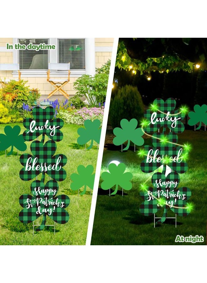 sewrung 9 PCS St Patricks Day Decorations Outdoor Yard Signs with Matel Stakes - St Patricks Day Yard Decorations Outdoor - Shamrock Decorations for Saint Patricks Day - Image 3