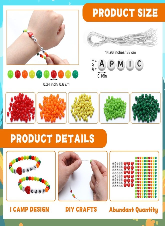Tondiamo 36 Sets Summer Camp Crafts Camping Party Favors I Love Camp Beaded Bracelet Craft Kit Colorful Travel Camping Wristband Beads Bulk for Birthday Classroom School Rewards Activities - Image 2