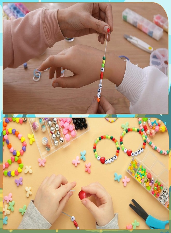 Tondiamo 36 Sets Summer Camp Crafts Camping Party Favors I Love Camp Beaded Bracelet Craft Kit Colorful Travel Camping Wristband Beads Bulk for Birthday Classroom School Rewards Activities - Image 4